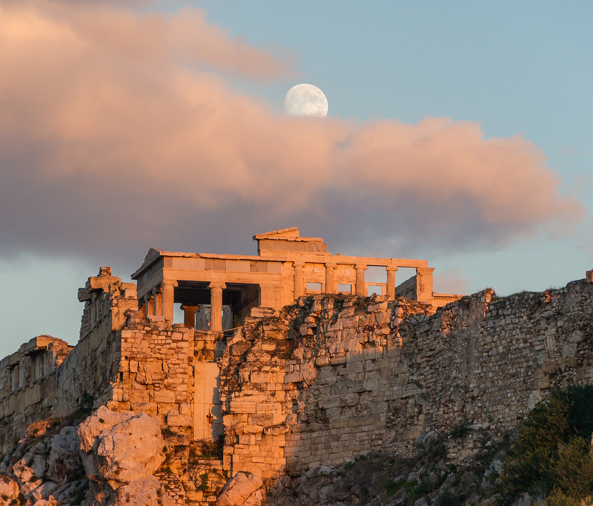 The Acropolis in Athens at dusk